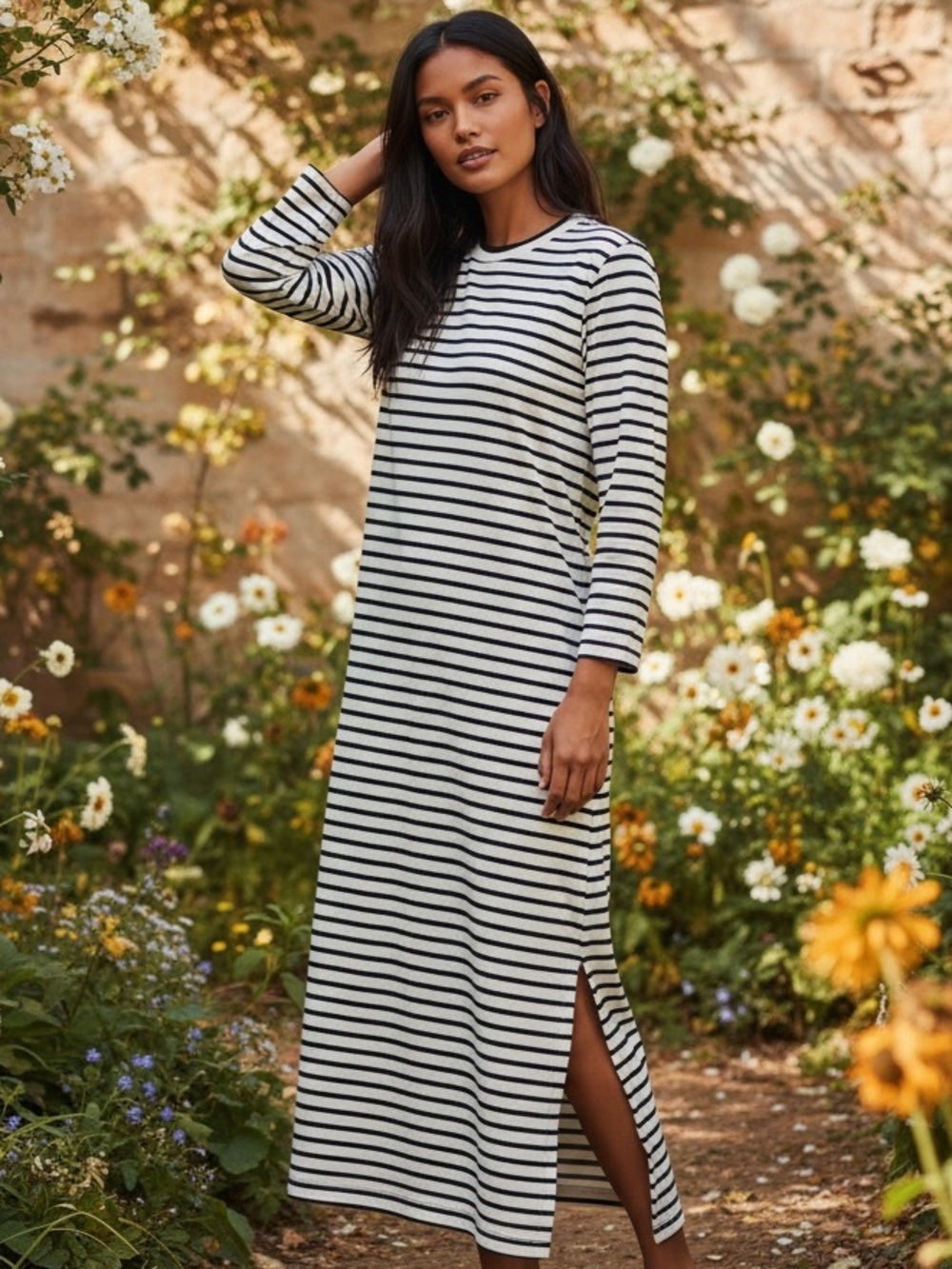 Small Pomander Place Navy Stripe Gio Maxi Dress